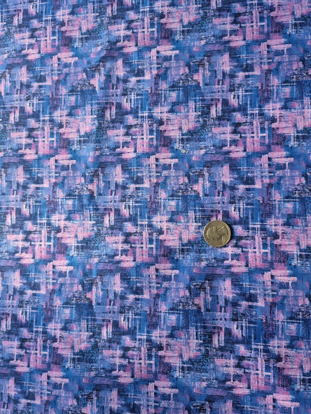 Blue Pink Abstract Cotton Fabric 1 Yard Hobby Lobby Wide Quilting Sewing Crafts